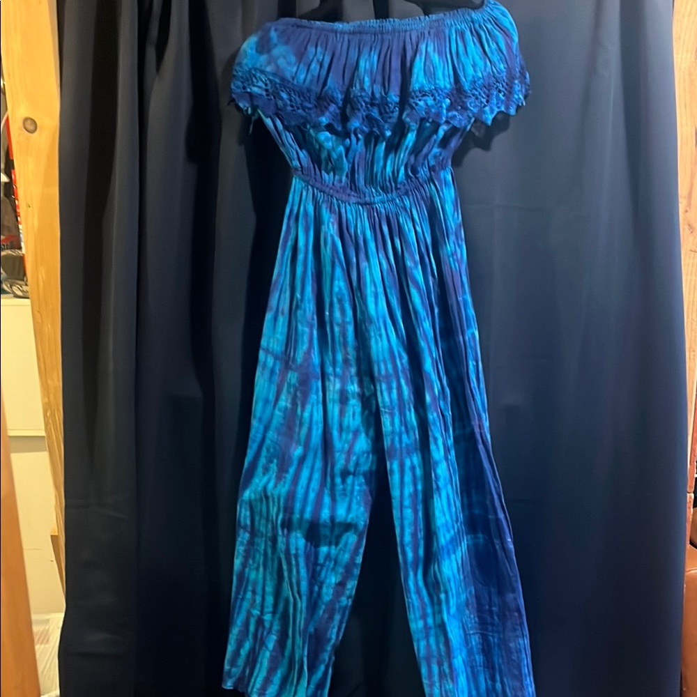 Tiedie Boho Blue and Purple Jumpsuit with Stylish Design